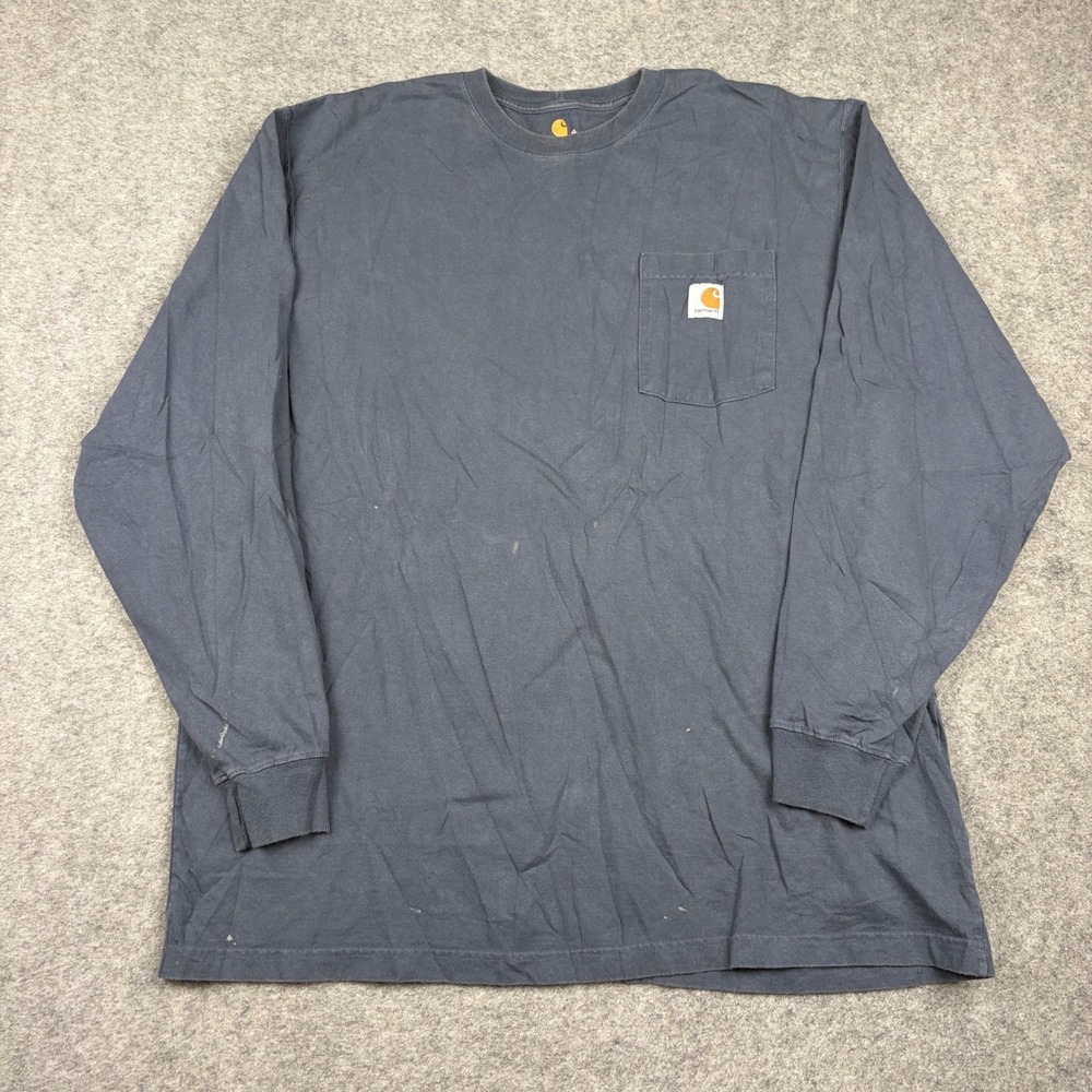 Carhartt K126 Long Sleeve Pocket Shirt Mens XL Navy Blue Original Fit Workwear